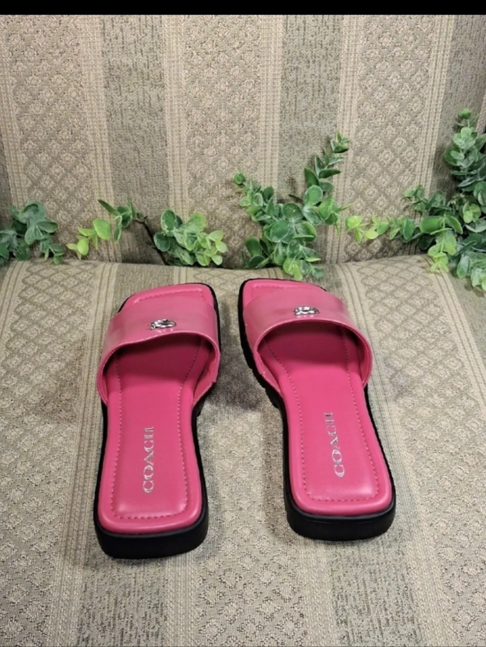 Coach Florence Dragon Fruit Pink Slide Sandals - Picture 12 of 16